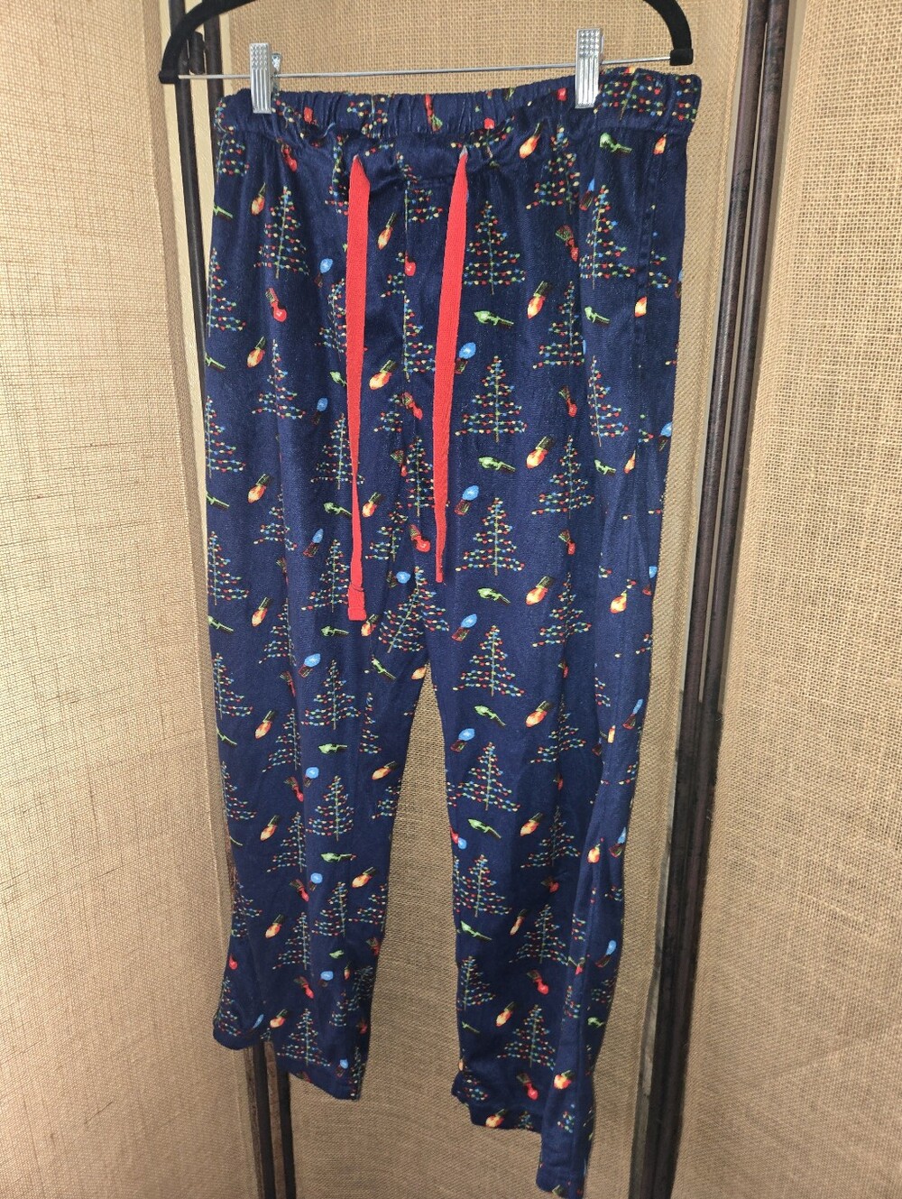Men's Ashford & Brooks Navy Velvet Christmas Holiday All Over Print Pajama Pants